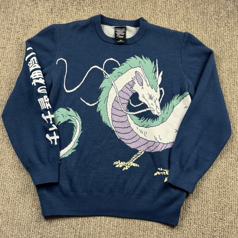 Hot Topic Mens S Studio Ghibli Spirted Away Haku Dragon Knit Sweater Pullover